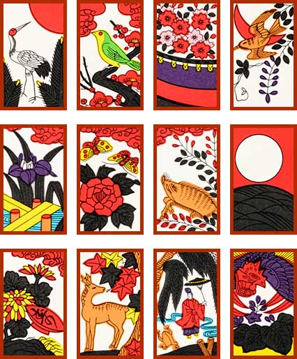Một số lá bài Hanafuda.